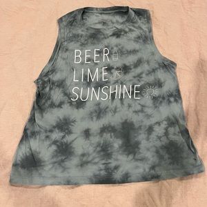 Large green tie dye cropped tank
